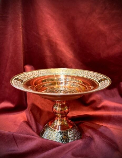 شیرینی خوری پایه دار مس و خاتم